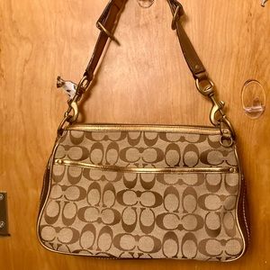 COACH Special Edition Signature Leather-Suede Gold Metallic Bag